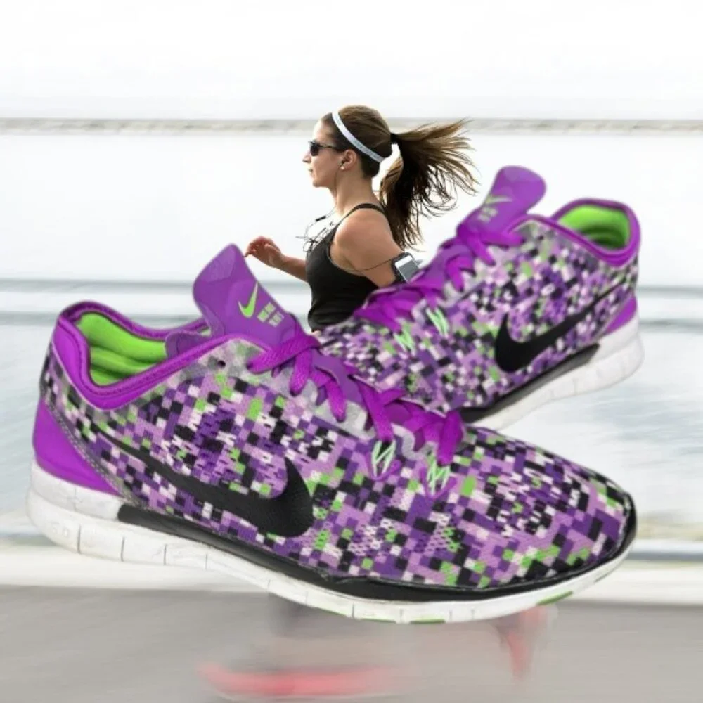 Nike Free TR Fit Purple Black Green #704695-502 Women's Running Shoes Size US 8
